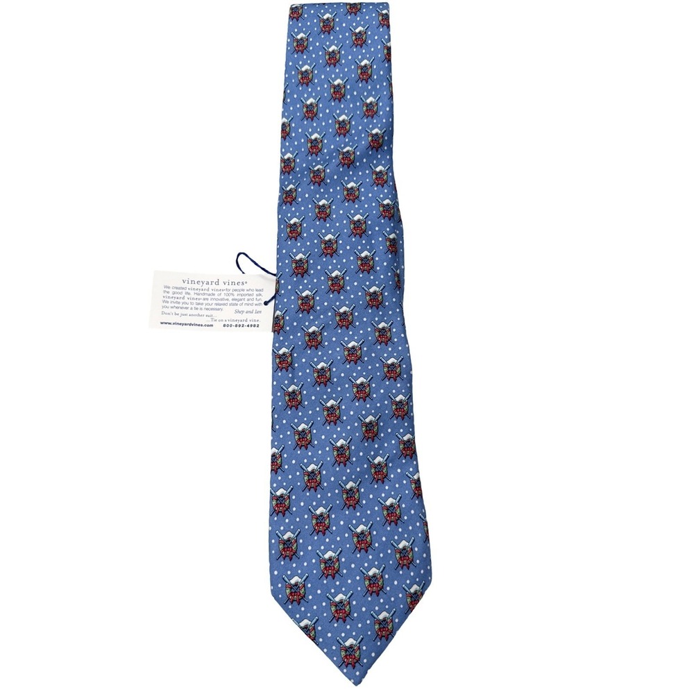 Vineyard Vines Silk Ski Tie NWT Light Blue Preppy Novelty 60